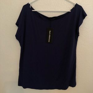 navy blue soft thin short sleeve top